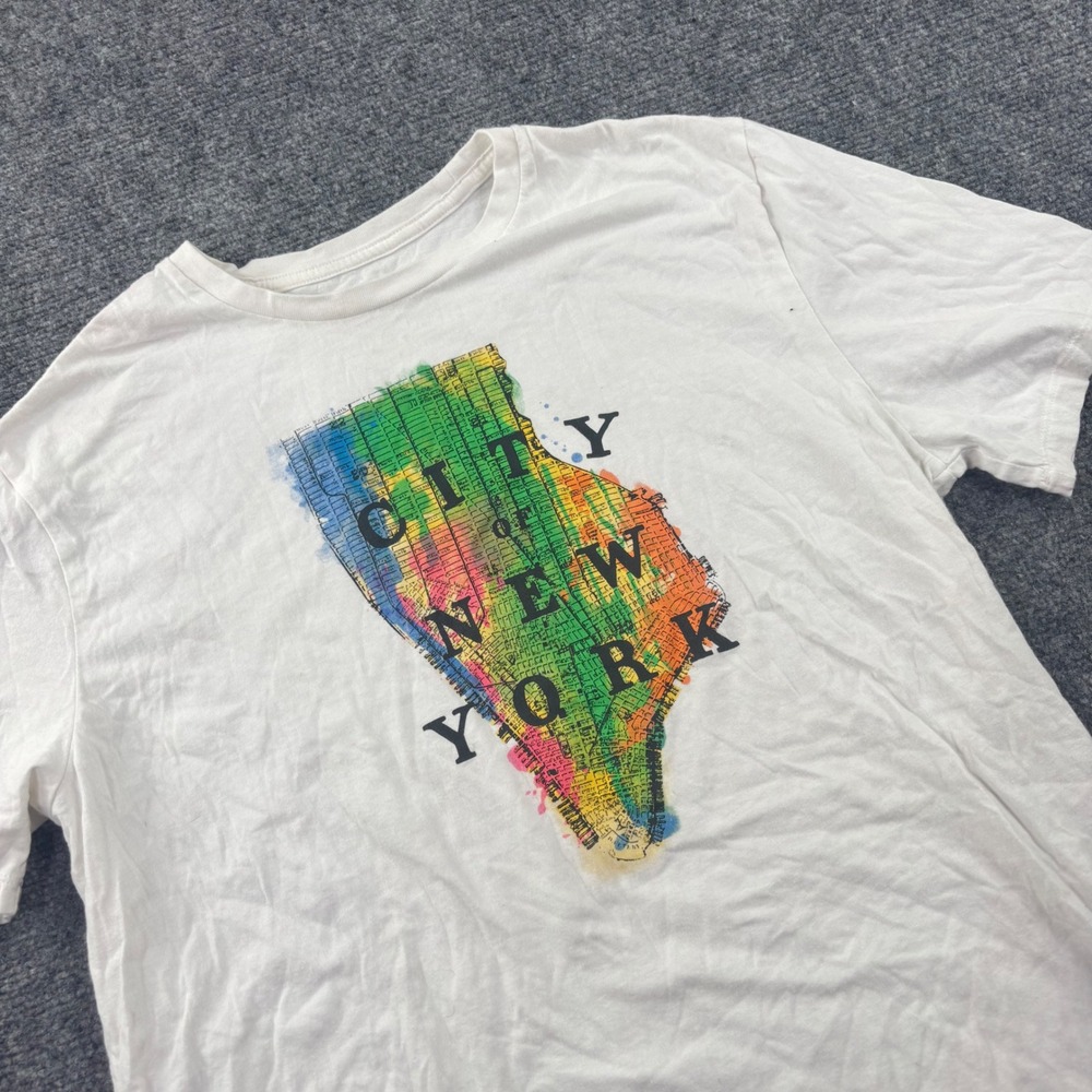 Gap T Shirt Large White City of New York Map Graphic Mens